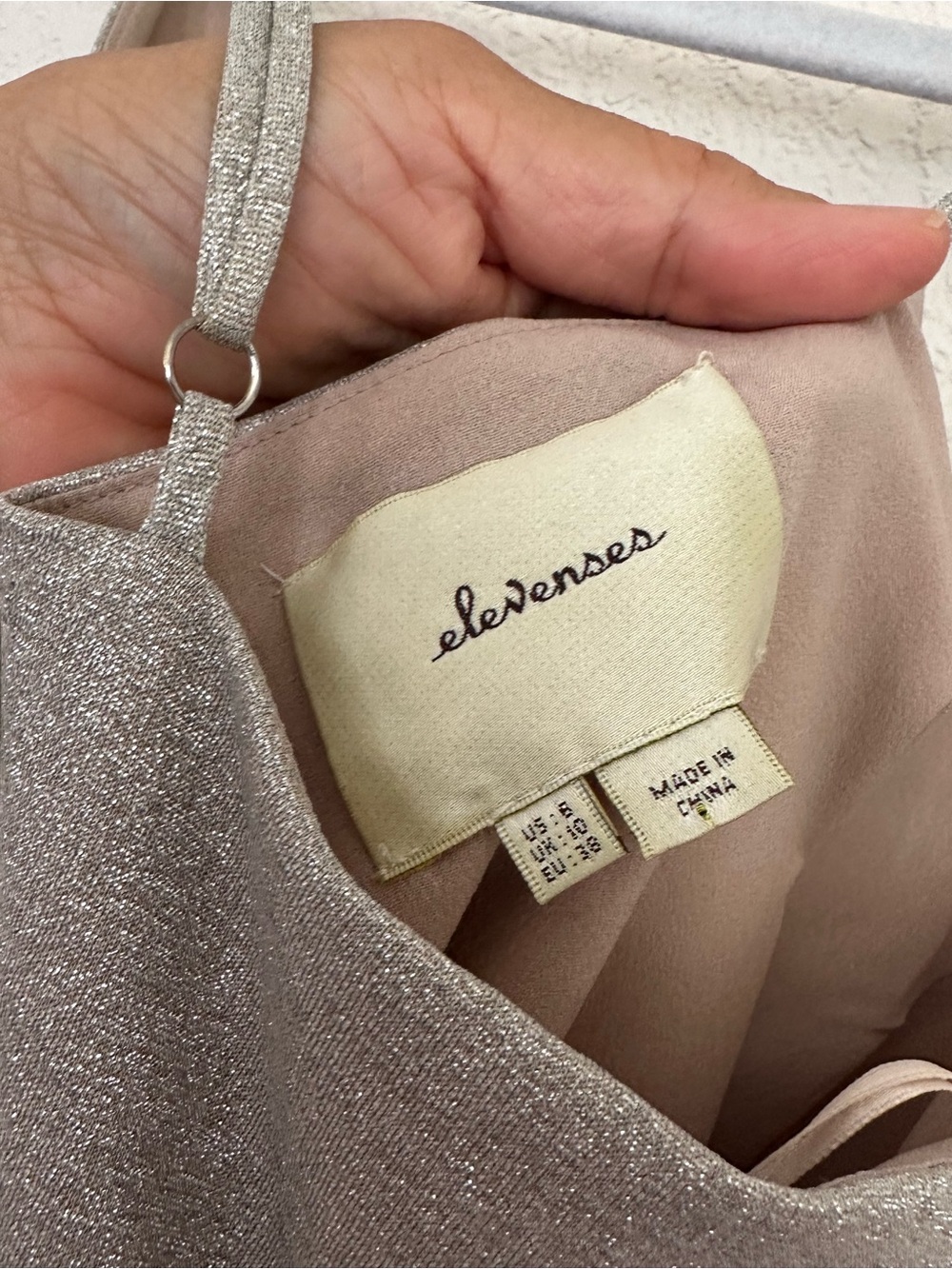 Anthropologie Elevenses Lunar Pleated Midi Dress Shimmering Champagne Size 6 EUC - Picture 12 of 13